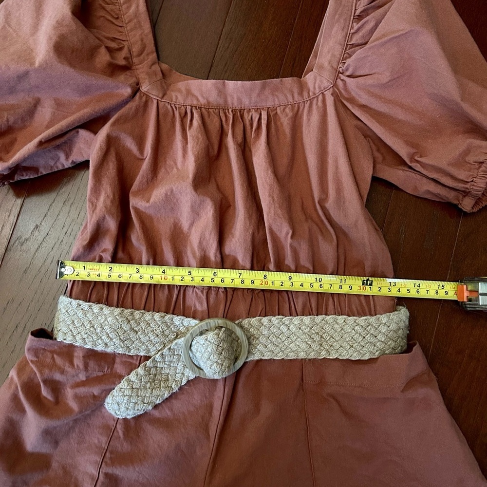 H&M BELTED ROMPER SIZE XS RUST BROWN cotton excellent condition - Picture 5 of 12